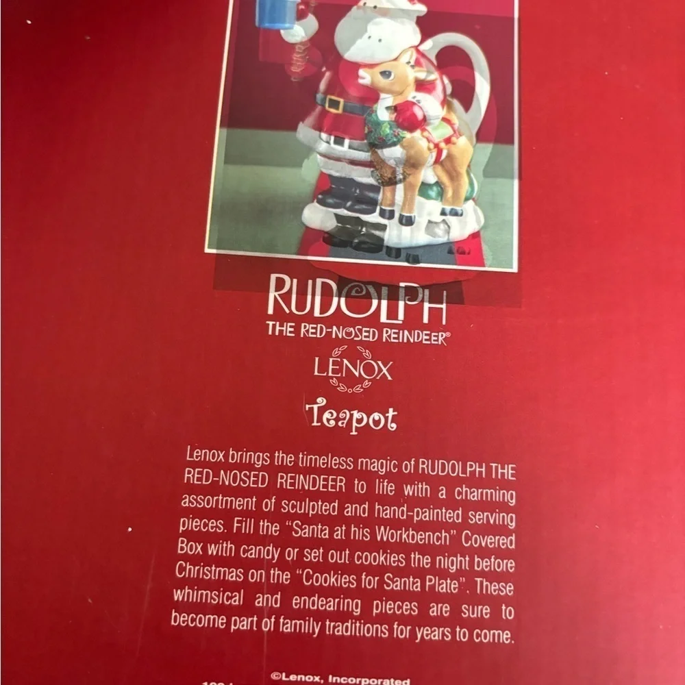 VTG Lenox Rudolph The Red Nosed Reindeer Christmas Santa Teapot Ceramic Holiday